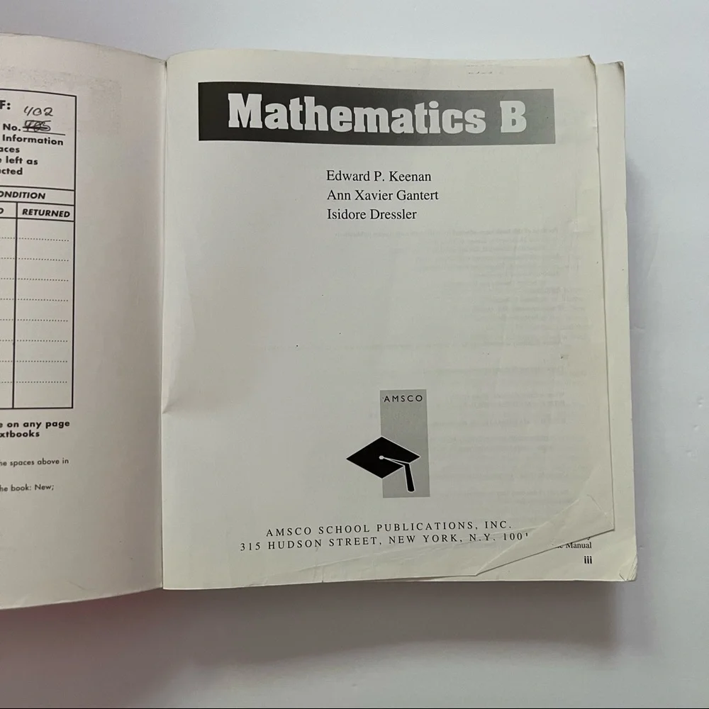 Amsco's Mathematics B Complete Coverage of New York State Core Curriculum Book